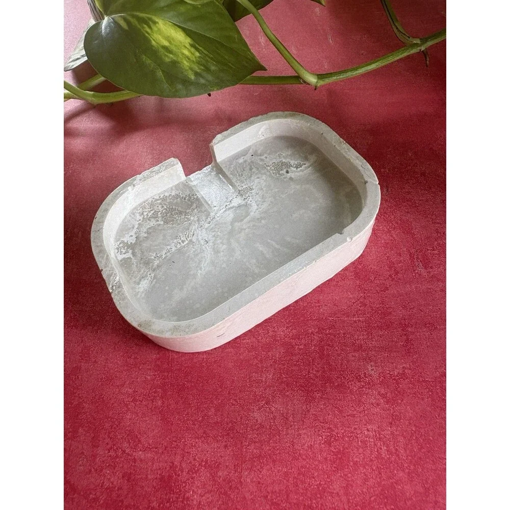 Handmade Soap Dish Cement Soap Holder Bathroom Kitchen Self Draining